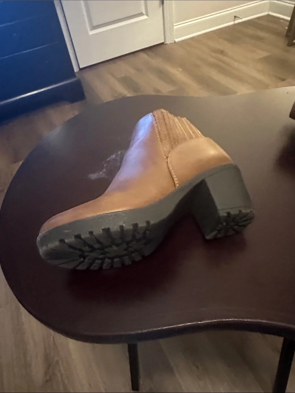 Kids Tan Ankle Chelsea Boots with Block Heel